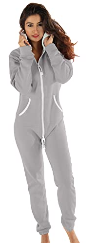 Gennadi Hoppe Damen Jumpsuit Suit Relaxpiece Einteiler Overall Anzug - Slim FIT, H6239 h-grau M, hell-grau, M von Gennadi Hoppe