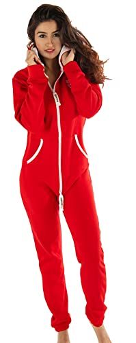 Gennadi Hoppe Damen Jumpsuit Suit Relaxpiece Einteiler Overall Anzug - Slim FIT, H7519 rot XS, rot (red), XS von Gennadi Hoppe