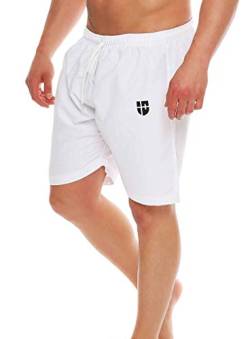 Gennadi Hoppe Herren Badeshorts Lange Badehose Strand Shorts Boardshorts H6545 weiß XL von Gennadi Hoppe