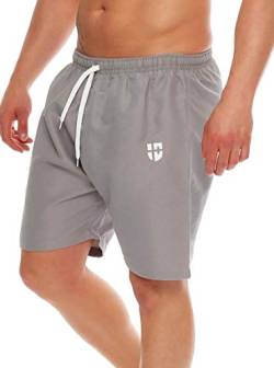 Gennadi Hoppe Herren Badeshorts Lange Badehose Strand Shorts Boardshorts H6567 h-grau M von Gennadi Hoppe