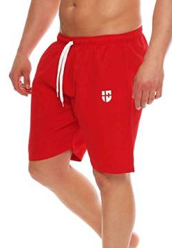 Gennadi Hoppe Herren Badeshorts Lange Badehose Strand Shorts Boardshorts H6582 rot XXL von Gennadi Hoppe