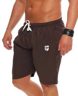 Gennadi Hoppe Herren Badeshorts Lange Badehose Strand Shorts Boardshorts H6590 braun S von Gennadi Hoppe