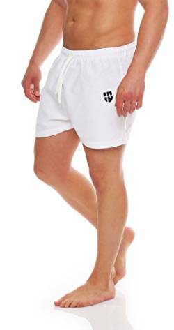 Gennadi Hoppe Herren Badeshorts kurz Badehose Strand Shorts Boardshorts, H6535 weiß XS von Gennadi Hoppe