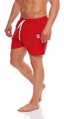 Gennadi Hoppe Herren Badeshorts kurz Badehose Strand Shorts Boardshorts, H6575 rot XL von Gennadi Hoppe