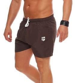 Gennadi Hoppe Herren Badeshorts kurz Badehose Strand Shorts Boardshorts, H7450 braun XL von Gennadi Hoppe