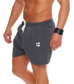 Gennadi Hoppe Herren Badeshorts kurz Badehose Strand Shorts Boardshorts, H7455 d-grau L von Gennadi Hoppe