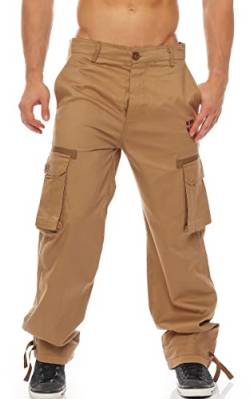 Gennadi Hoppe Herren Cargo Hose Pant Freizeithose Cargohose Baumwoll Hose viele Taschen Arbeitshose H7326 Camel 3XL Hellbraun von Gennadi Hoppe