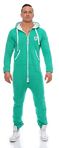 Gennadi Hoppe Herren Jumpsuit Onesie Jogger Einteiler Overall Slim Fit H6169 grün S. von Gennadi Hoppe