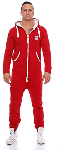 Gennadi Hoppe Herren Jumpsuit Onesie Jogger Einteiler Overall Slim Fit H6182 rot M. von Gennadi Hoppe