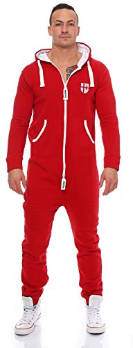 Gennadi Hoppe Herren Jumpsuit Onesie Jogger Einteiler Overall Slim Fit H6184 rot XL. von Gennadi Hoppe