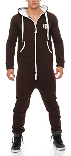 Gennadi Hoppe Herren Jumpsuit Onesie Jogger Einteiler Overall Slim Fit H6319 braun L. von Gennadi Hoppe