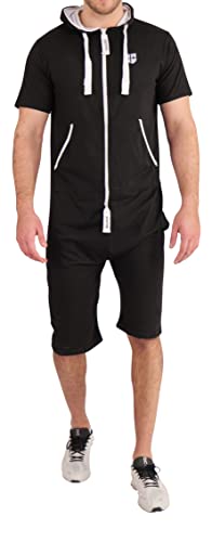 Gennadi Hoppe Herren Sommer Jumpsuit kurz, H8261, M, schwarz von Gennadi Hoppe