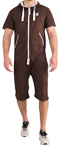 Gennadi Hoppe Herren Sommer Jumpsuit kurz, H8267, S, braun von Gennadi Hoppe