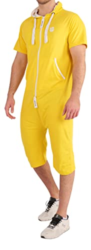 Gennadi Hoppe Herren Sommer Jumpsuit kurz, H8276, L, gelb von Gennadi Hoppe