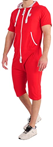 Gennadi Hoppe Herren Sommer Jumpsuit kurz, H8289, M, rot von Gennadi Hoppe