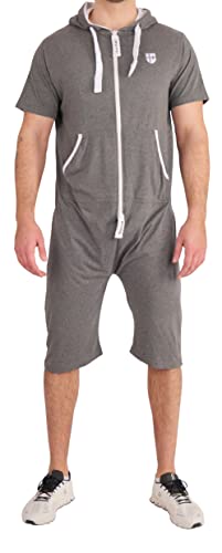 Gennadi Hoppe Herren Sommer Jumpsuit kurz, H8307, 3XL, dunkelgrau von Gennadi Hoppe