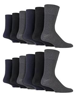 6 Paar Herren Gentle Grip ohne Elastic Socken 6-11 UK, 39-45 EUR, Uni Schwarz Marineblau Grau mgg101 von Gentle Grip