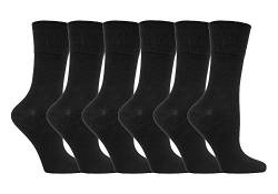 Gentle Grip - 6 Paar Damen Baumwollanteil Diabetikersocken Ohne Gummi Druckfreie Spitze Größe 37-42 eur (37-42 eur, Schwarz) von Gentle Grip