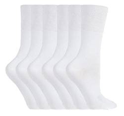 Gentle Grip - 6 Paar Damen Baumwollanteil Diabetikersocken Ohne Gummi und Ohne naht Druckfreie Spitze Socken Größe 37-42 eur, Weisstöne, 37-42 eur von Gentle Grip