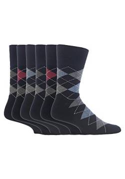 Gentle Grip 6 Paar Herren SockShop Baumwolle Socken Größe 6-11 uk, 39-45 EUR Schwarz Argyle RJ39 von Gentle Grip