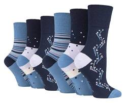 Gentle Grip - 6er Pack Damen Baumwolle Ohne Gummibund Socken | Socken mit Bunt Elegant Motiv (37/38, SOLRH215) von Gentle Grip