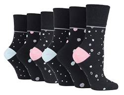 Gentle Grip - 6er Pack Damen Baumwolle Ohne Gummibund Socken | Socken mit Bunt Elegant Motiv (37/38, SOLRH219), LGGALL_0983 von Gentle Grip