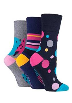 Gentle Grip - 6er Pack Damen Baumwolle Reine Bunt Muster Ohne Gummi Socken mit Design (37-42 EU, GG189) von Gentle Grip