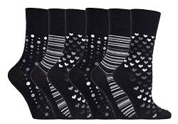 Gentle Grip - 6er pack damen ohne gummi bunt muster atmungsaktiv bambus socken in 6 farben (37-42 eur, SOLRM32) von Gentle Grip