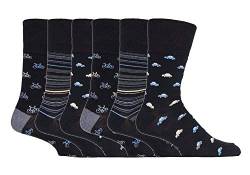 Gentle Grip - 6er pack herren comfort ohne gummi bund mittellang business bunt socken in 35 farben (MGG547 Bicycles/Cars) von Gentle Grip