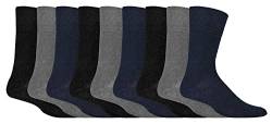 Gentle Grip 9er Pack Herren Ohne Gummi Socken Bunt Comfort Socken | Atmungsaktive Extra Weite Baumwolle Socken (39-45, Bng) von Gentle Grip
