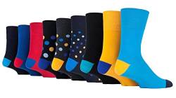 Gentle Grip 9er Pack Herren Ohne Gummi Socken Bunt Comfort Socken | Atmungsaktive Extra Weite Baumwolle Socken (39-45, ColourBurst Mix 1) von Gentle Grip