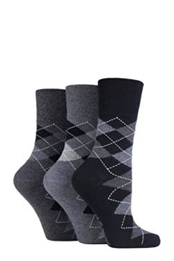 Gentle Grip Damen 3 Paar Baumwollsocken im Argylemuster 37-42 Argyle Tonal von Gentle Grip