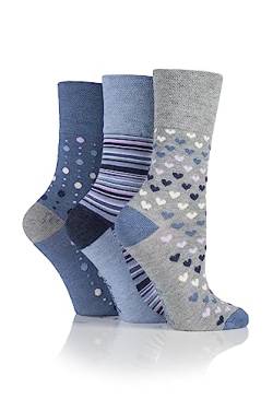 Gentle Grip SOCKSHOP Damen Gemustert und gestreift Weich und atmungsaktiv Bambus Socken im 3er-Multipack Denim 37-41 von Gentle Grip