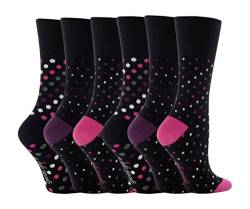 Gentle Grips 6 Paar Damen Elastische Socken, 37-42 eur Streifen Socken (GG07) von Gentle Grip