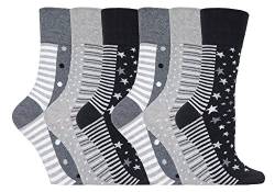 Gentle Grips 6 Paar Damen Elastische Socken, 37-42 eur Streifen Socken (GG99) von Gentle Grip