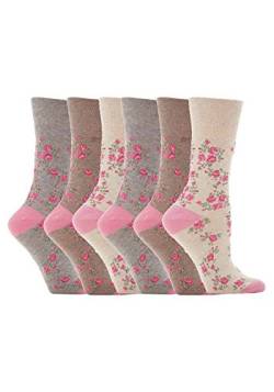 Gentle Grips 6 Parr Damen Elastische Socken, 37-42 eur Streifen Socken (GG33) von Gentle Grip