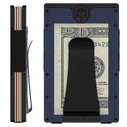 GeoGrit Schlanke Brieftaschen für Herren – RFID-blockierende, minimalistische Geldbörse – Aluminium-Geldbörse mit Geldklammer – Vordertasche für Herren – Kartenhalter aus Metall hergestellt in den von GeoGrit