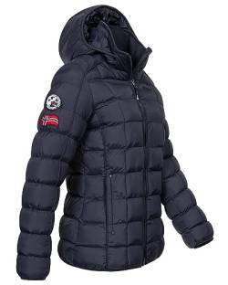 Damen Steppjacke Parka Winterjacke Warm Gesteppt Outdoor Jacke Kapuze, Farbe:Blau, Größe:L 40 von Geographical Norway