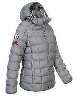 Damen Steppjacke Parka Winterjacke Warm Gesteppt Outdoor Jacke Kapuze, Farbe:Grau, Größe:XL 42 von Geographical Norway