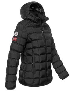 Damen Steppjacke Parka Winterjacke Warm Gesteppt Outdoor Jacke Kapuze, Farbe:Schwarz, Größe:XL 42 von Geographical Norway