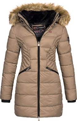 Geographical Norway Abeille Lady - Parka Mi Epaisse Chaude Femme Automne Hiver - Manteau Fin Capuche Fausse Fourrure - Blouson Coupe Vent - Cadeau Ideal Elegant Femmes (Taupe L-Taille 3) von Geographical Norway