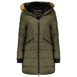 Geographical Norway Abeille Lady - Warmer Halbdicker Parka Frauen Herbst Winter - Feiner Mantel Kapuze Und Kunstpelz - Windjacke - Ideal Elegantes Geschenk Frauen (Khaki L-Größe 3) von Geographical Norway