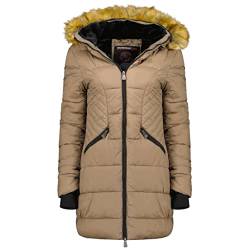 Geographical Norway Abeille Lady - Warmer Halbdicker Parka Frauen Herbst Winter - Feiner Mantel Kapuze Und Kunstpelz - Windjacke - Ideal Elegantes Geschenk Frauen (Taupe XL-Größe 4) von Geographical Norway