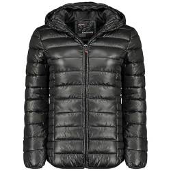 Geographical Norway Annecy Hood Lady - Winterjacke Damen Warme Steppung Mann Herbst Winter - Warme Manteljacke leicht Kapuze - Daunenjacke Windstopper Langarm Polsterung - Frauen (Schwarz S) von Geographical Norway