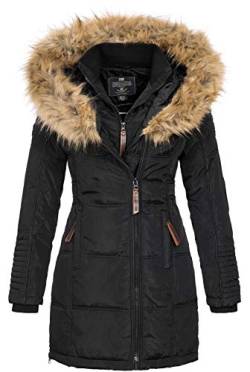 Geographical Norway BEAUTIFUL LADY - Warme Damen Parka - Mantel mit Kunstpelz Kapuze - Winter Wind Jacke - Lange Jacke winterjacke - Damen Geschenk (Schwarz L) von Geographical Norway