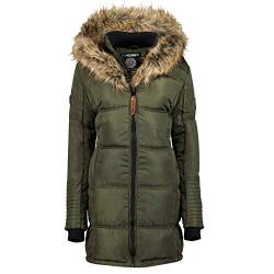 Geographical Norway Beautiful Lady Distribrands - Warme Damen Parka - Mantel mit Kunstpelz Kapuze - Winter Wind Jacke - Lange Jacke winterjacke (Khaki L - Größe 1) von Geographical Norway