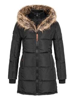 Geographical Norway Beautiful Lady Distribrands - Warme Damen Parka - Mantel mit Kunstpelz Kapuze - Winter Wind Jacke - Lange Jacke winterjacke (Schwarz XXL - Größe 5) von Geographical Norway