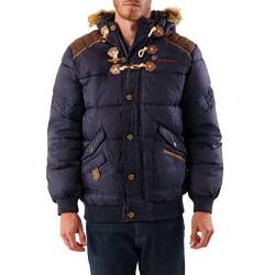 Geographical Norway Belphegore Men - Men's Autumn Winter Padded Jacket - Comfortable Warm Coat Lining - Long Sleeve Windbreaker Jacket - Casual Men (Marine blue 4XL) von Geographical Norway