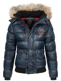 Geographical Norway Bugs Lady - Winterjacke Damen Warme Steppung Mann Herbst Winter - Warme Manteljacke leicht Kapuze - Daunenjacke Windstopper Langarm Polsterung - Frauen (Marineblau S) von Geographical Norway