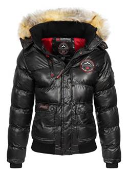 Geographical Norway Bugs Lady - Winterjacke Damen Warme Steppung Mann Herbst Winter - Warme Manteljacke leicht Kapuze - Daunenjacke Windstopper Langarm Polsterung - Frauen (Schwarz XL) von Geographical Norway